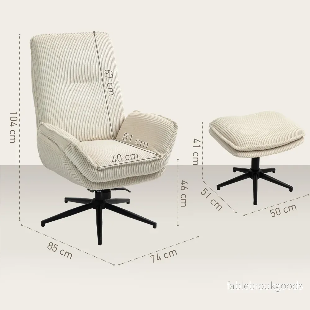 Liggstol Beige med 360° vridbar och pall - Bild 3