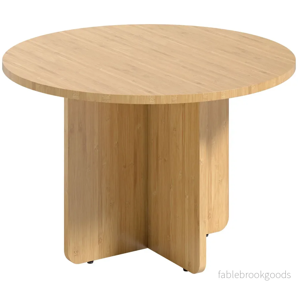 Runt soffbord i bambu, naturlig finish, 120 kg kapacitet