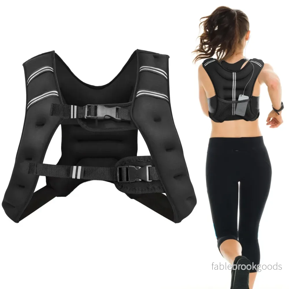 Viktväst – träningsväst med reflekterande ränder och justerbar rem fitnessväst – 15 kg – Svart