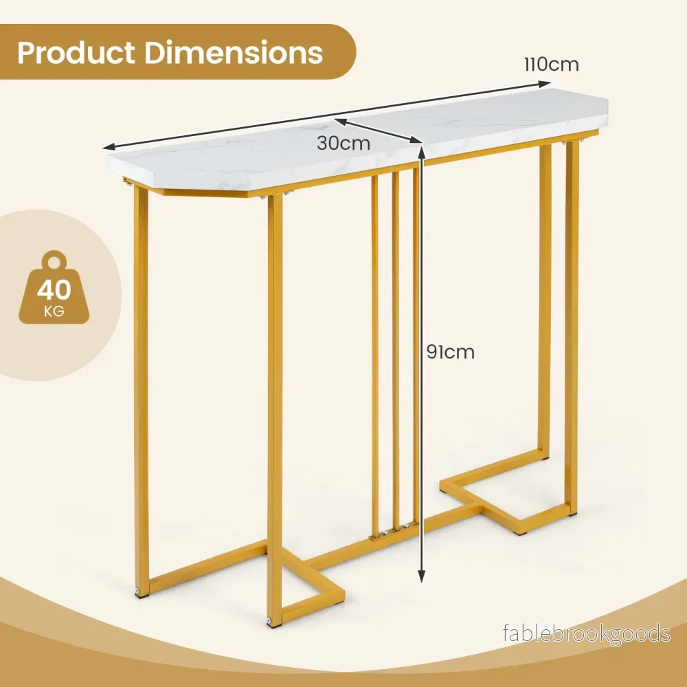 Smal – konsolbord, hallbord med geometrisk metallram och vattentätt toppskiva – 110 x 30 x 91 cm - Bild 2