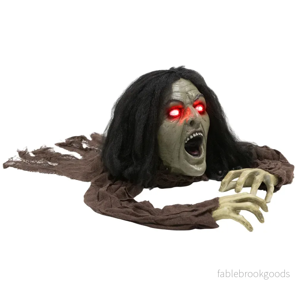 Krypande zombiedekoration med ljus och ljud