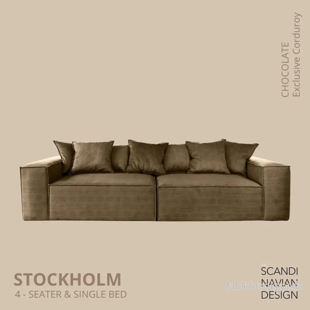 Stockholm 4-seater sofa/single bed Exclusive Corduroy Chocolate removable & washable cover Stockholm 4-seater sofa/single bed Exclusive Corduroy Chocolate removable & washable cover