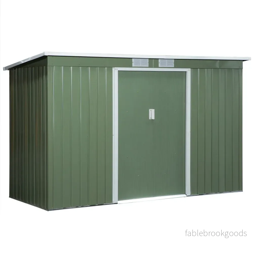 Utomhusstål trädgårdsskjul, skjutdörr, ventilationsfönster