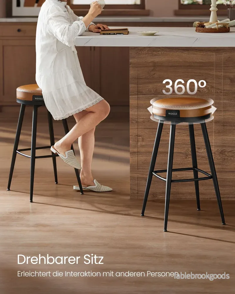 Barstol Set om 2 – Höjd 76 cm – Karamellbrun - Bild 3