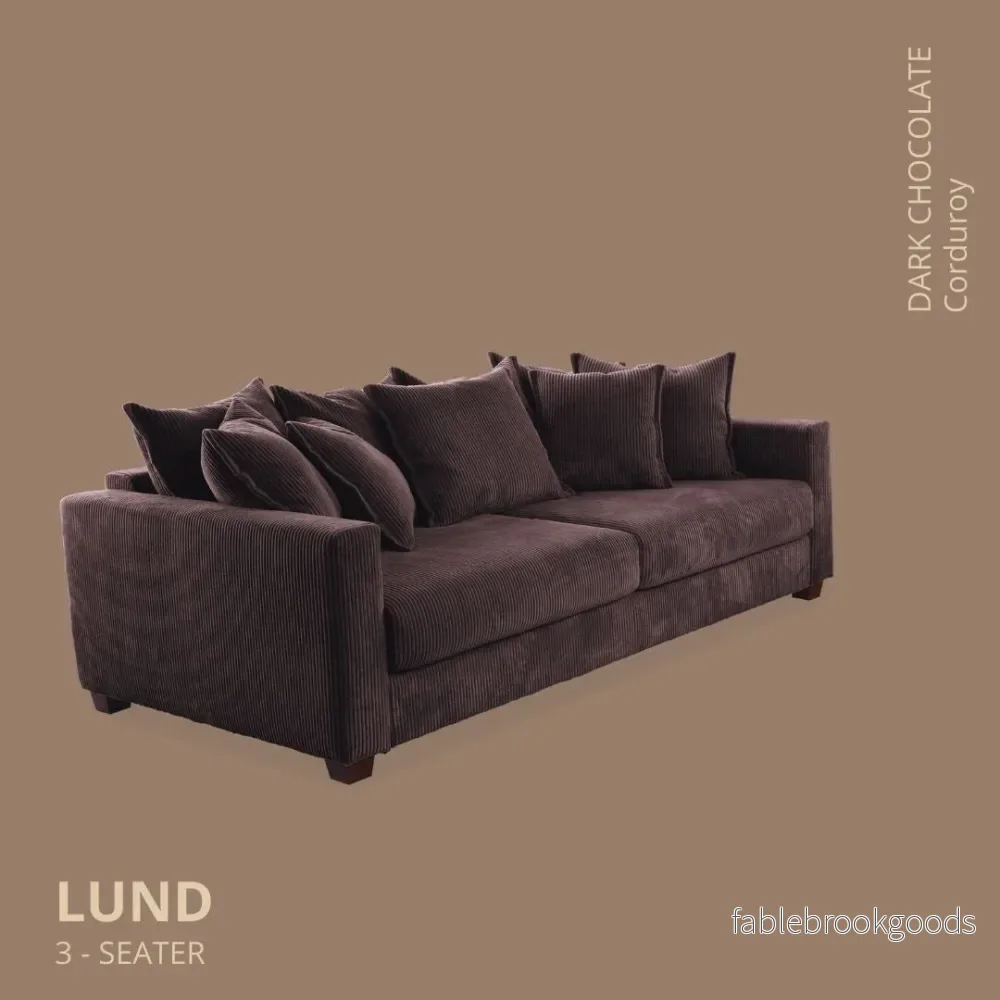 Lund 3-seater Sofa, Dark Chocolate Corduroy, removable & washable cover - Bild 2
