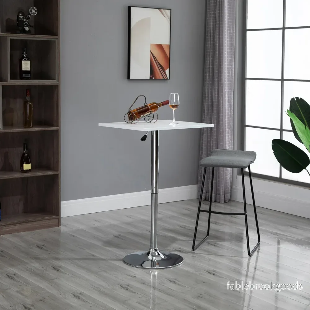 Justerbart Barbord – Fyrkantigt, 69-91 cm, Vit/Silver - Bild 2
