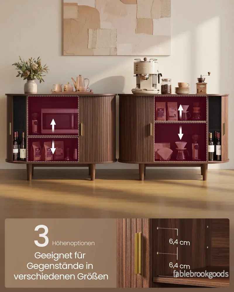 Dressoir - Met Schuifdeuren en Verstelbare Planken - Kastanjebruin - 100 x 40 x 75 cm - Bild 3