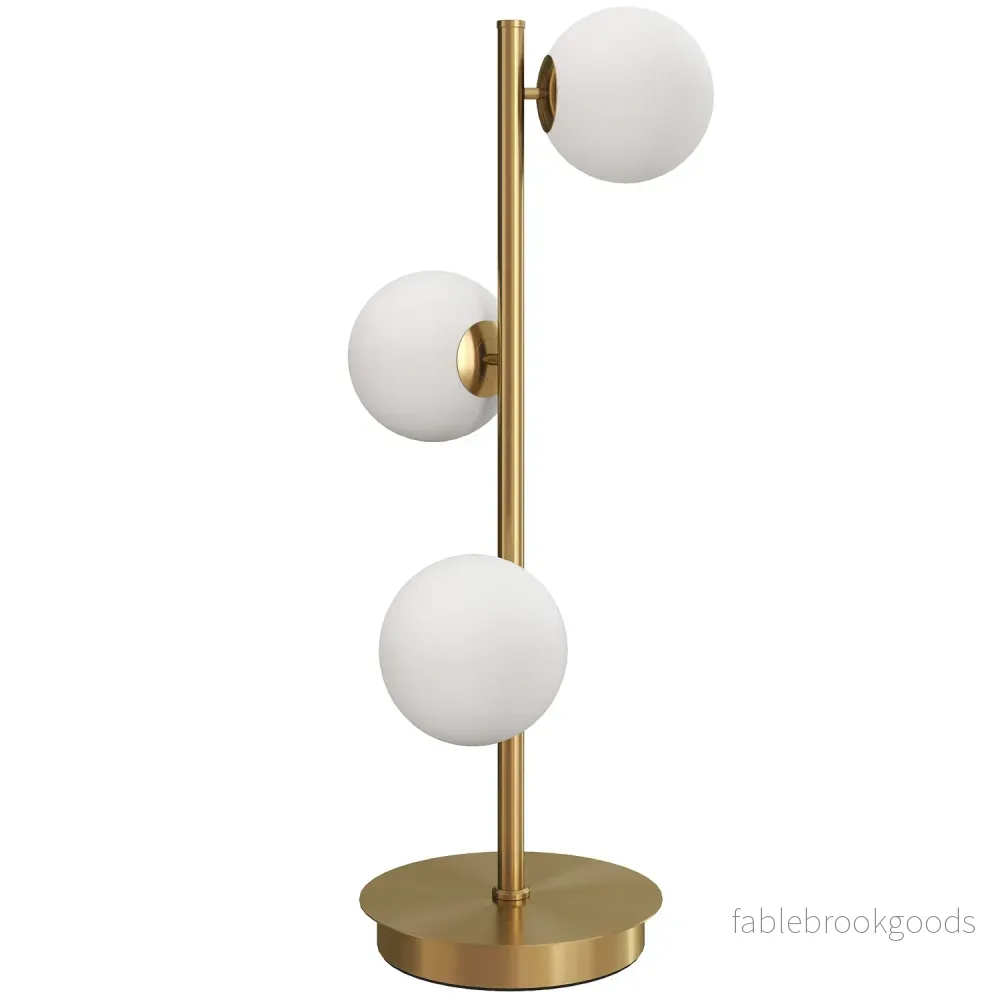 Bordlampa med 3 glober, mässingsfinish, G9-sockel, 53 cm