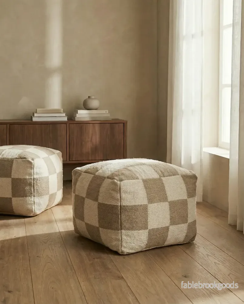 Puff Square Vit/Natur - Bild 3