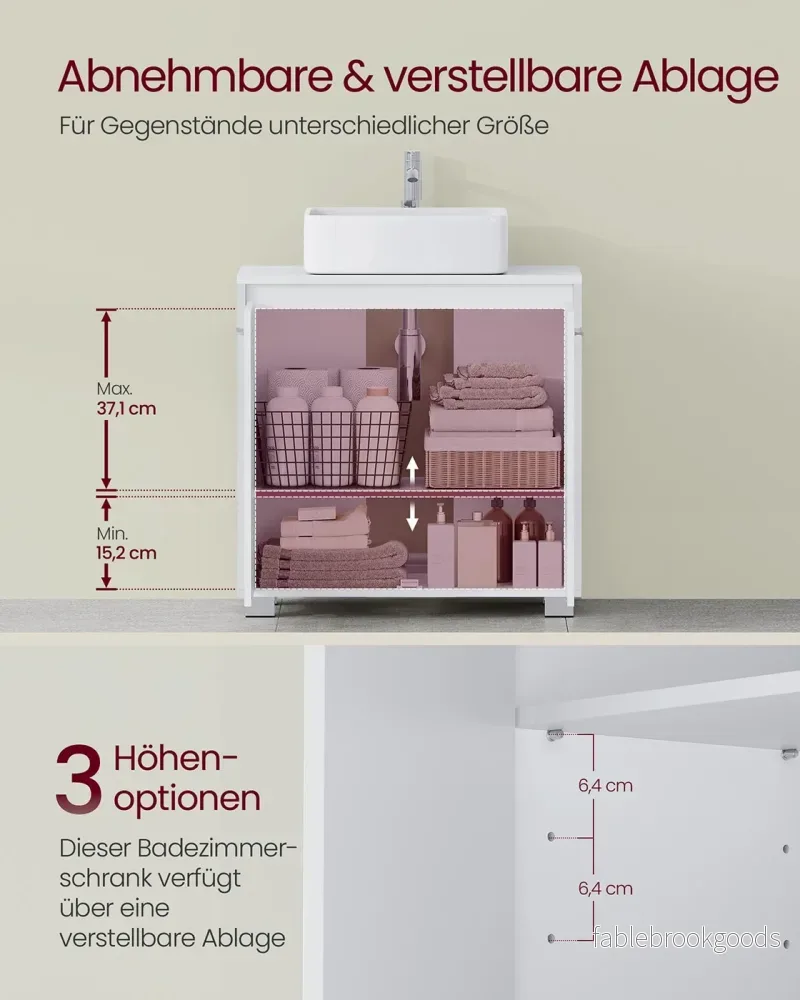 Tvättställsmöbel med fack och ben – Cloud White - Bild 3