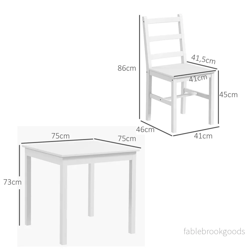 Pine Wood Matbordsset för 2 – vit finish - Bild 3
