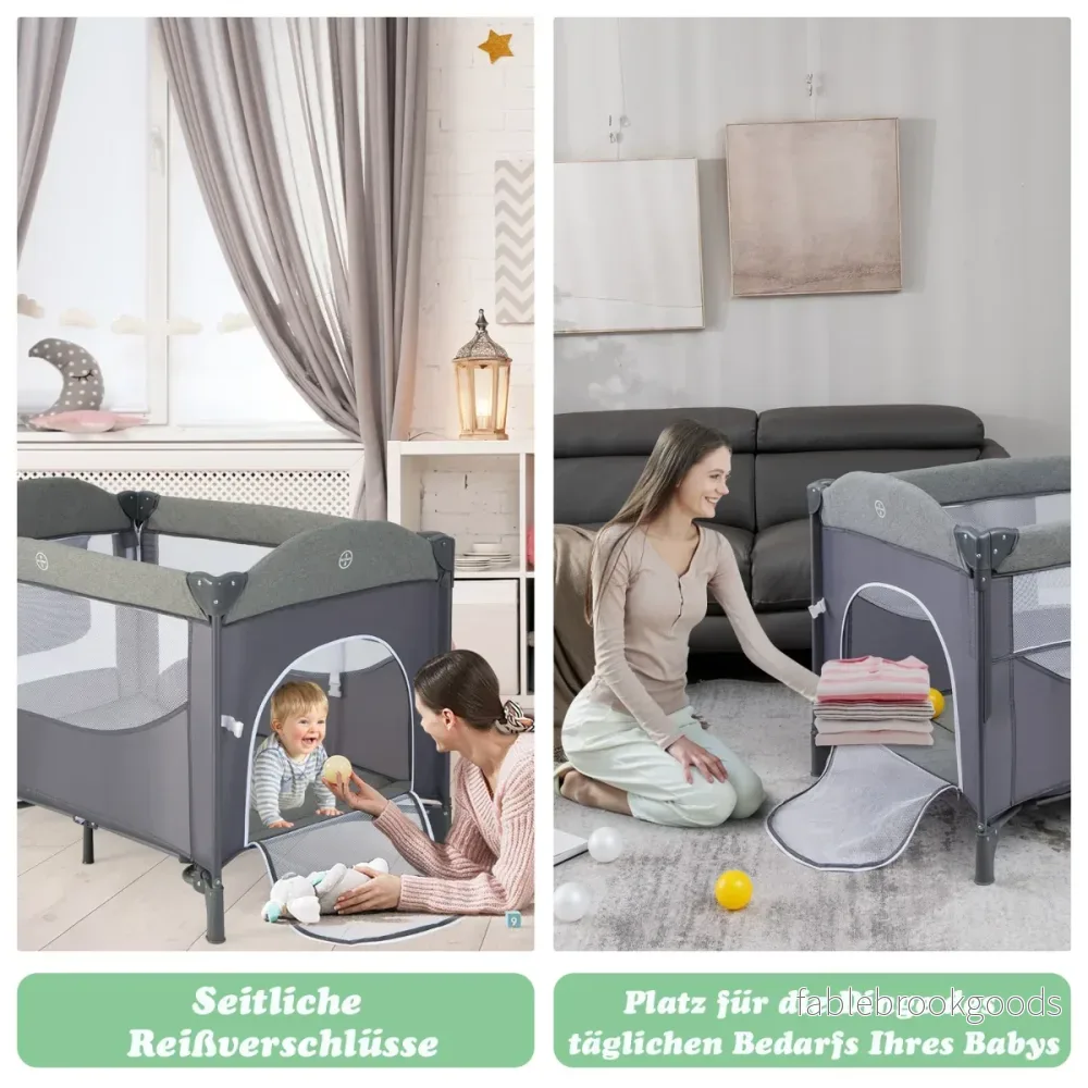 i – babysäng med madrass och skötbord säkerhetsbälte speldosa hängande leksak – 5 1 – Grå - Bild 3