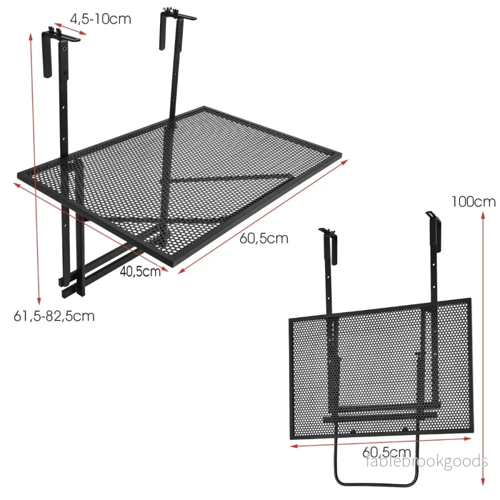Hängande – järnhylla med nivå justerbar höjd – 5 60,5 x 48 x 61,5-82,5 cm – Svart - Bild 2