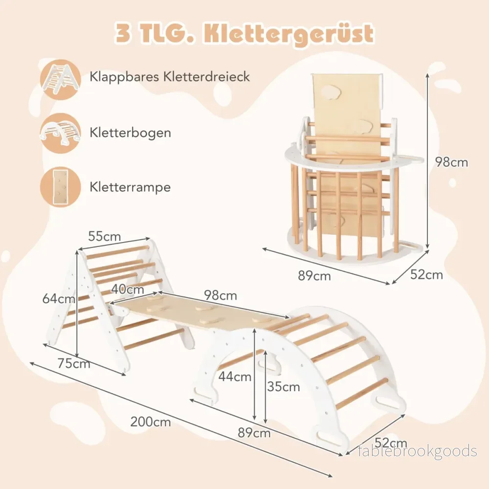 Klättertriangel – med rutschkana klätterbåge inklusive dubbelsidig ramp – Vit - Bild 2