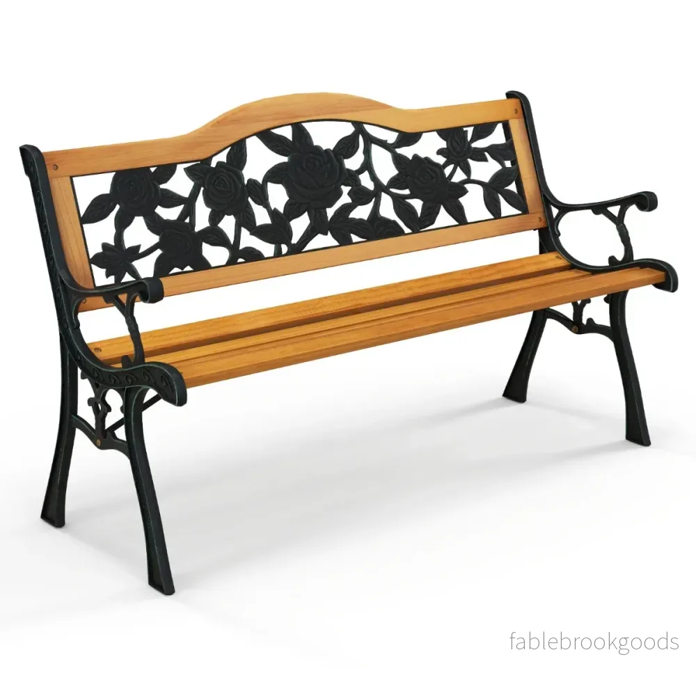 Trädgårdsbänk – väderbeständig sits med armstöd balkongbänk träbänk – 2 126 x 52 x 76 cm – Natur - Bild 2