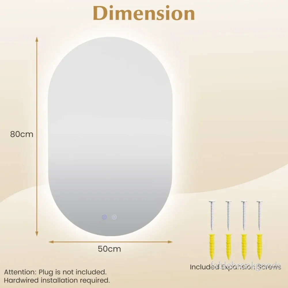 Belyst – spegel med reglerbar färgtemperatur och anti imma funktion, – 3 80 x 50 cm – Silver - Bild 2