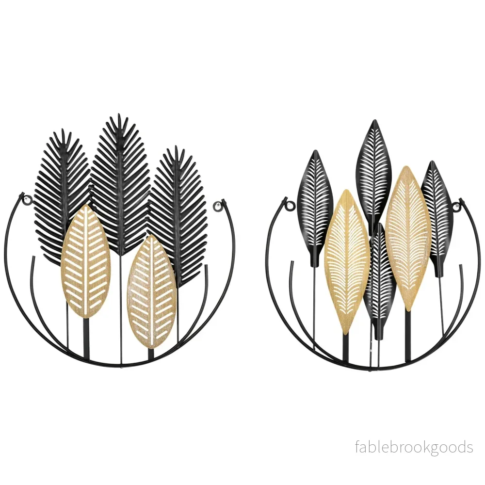 3D Metal Wall Art Leaf Set – Black & Natural, 40×46 Cm 3D Metal Wall Art Leaf Set – Black & Natural, 40×46 Cm