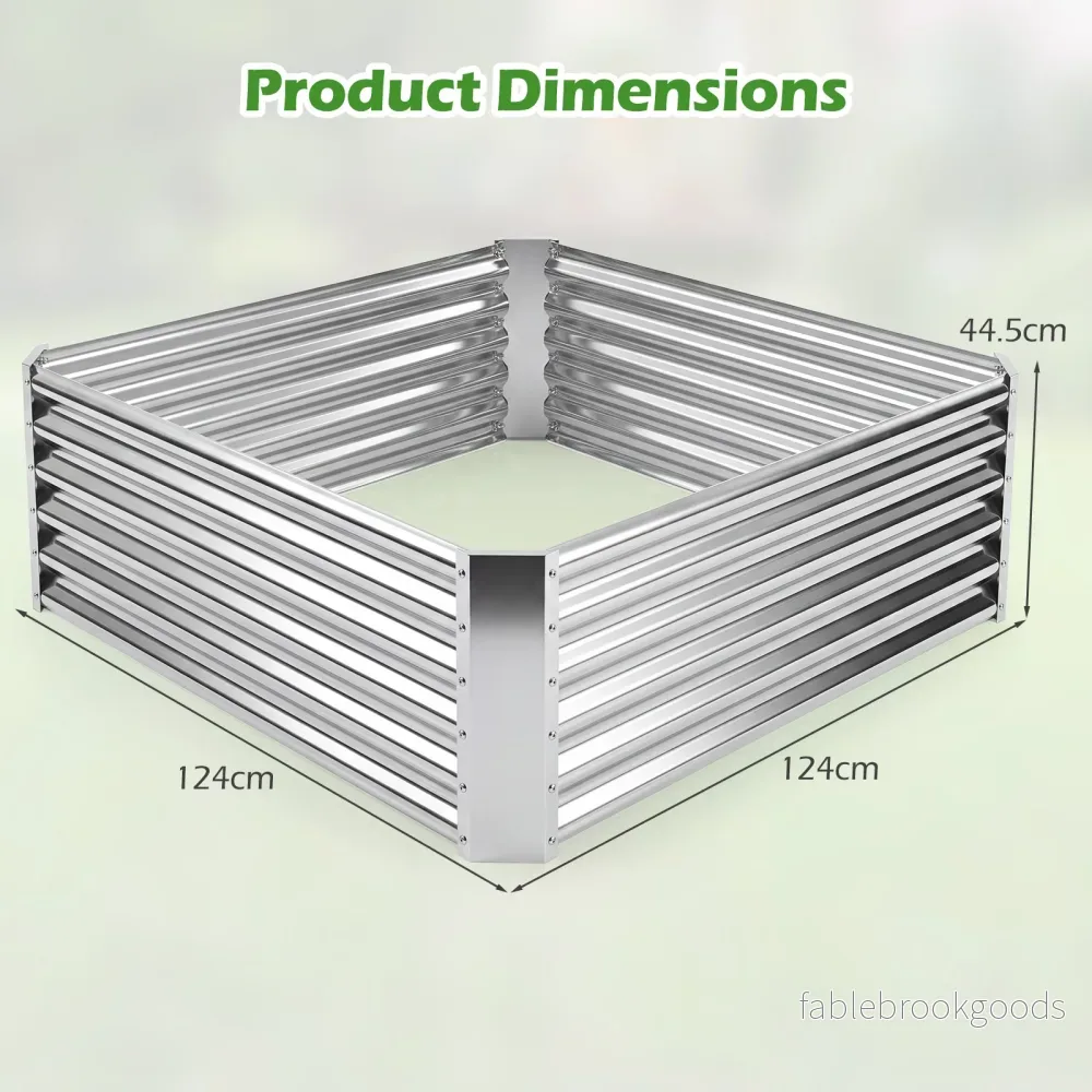 Högbädd – i metall, rektangulär planteringslåda i galvaniserad plåt med öppen botten – 124 x 124 x 44,5 cm - Bild 2