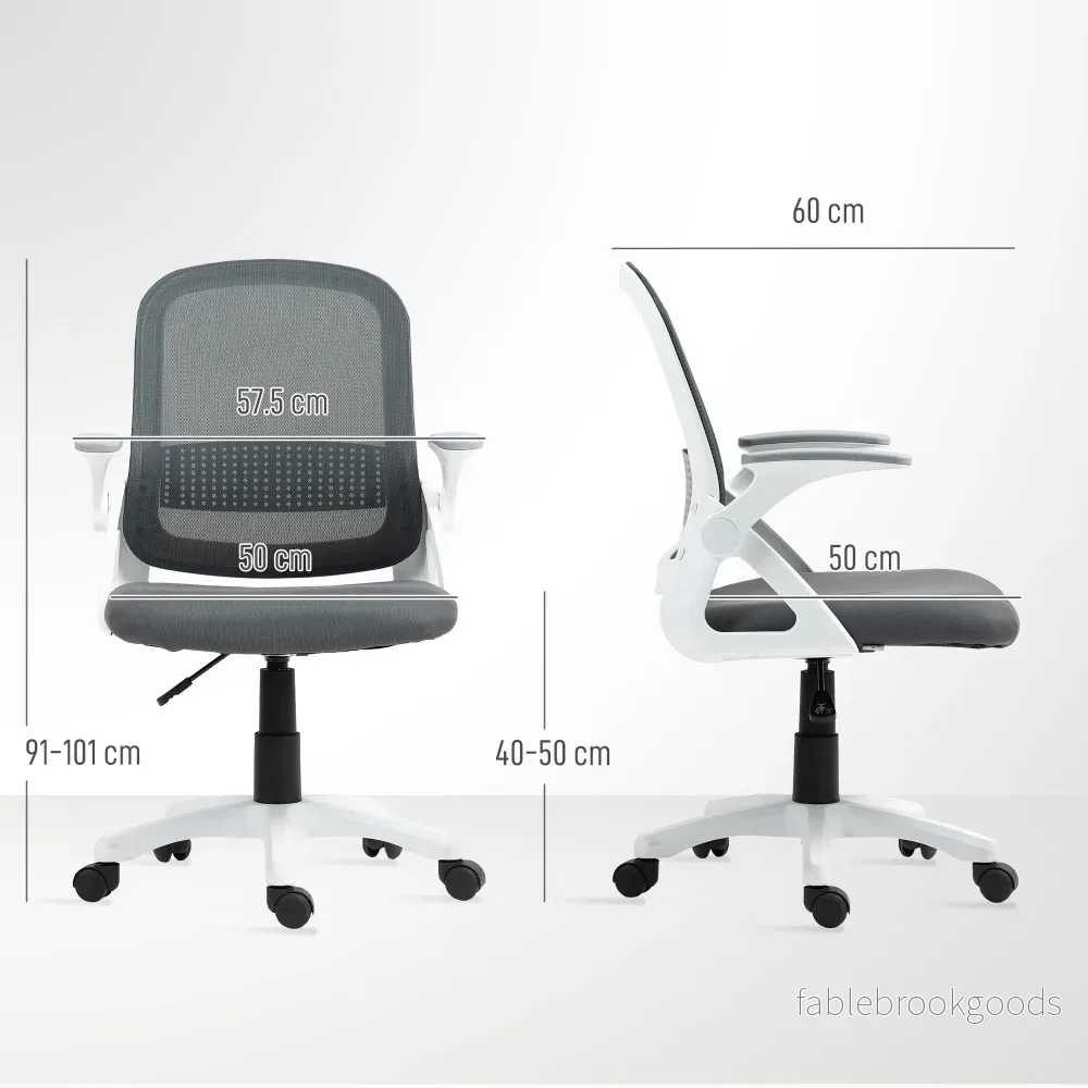 Ergonomisk kontorsstol i nät med fällbara armstöd, grå - Bild 3