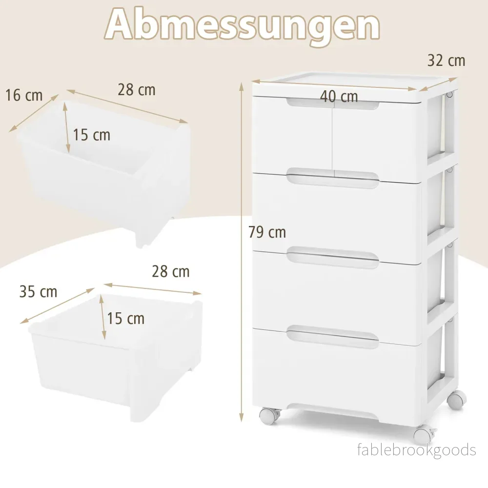 Vertikal – nischskåp med lådor förvaring byrå – 5 – Vit - Bild 2