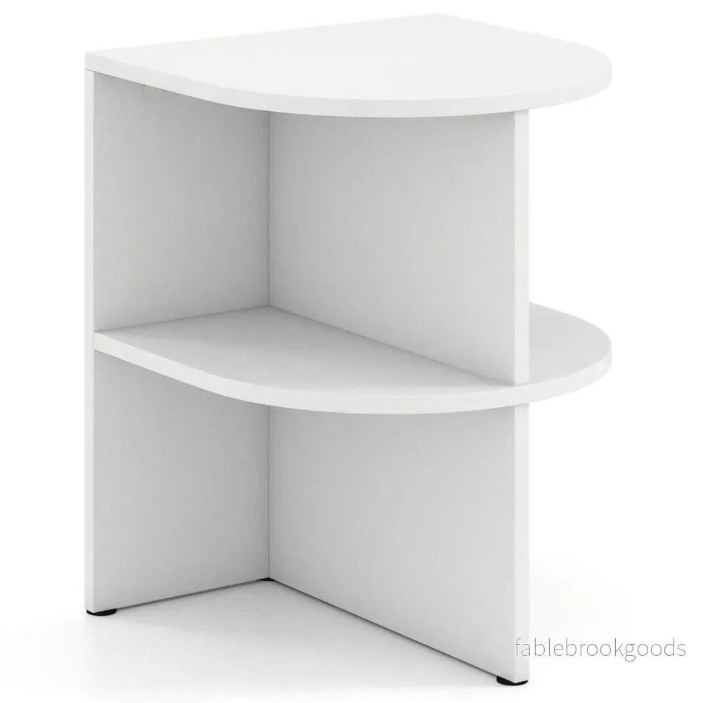Halvrund – sidobord med öppna hyllor nattduksbord soffbord kaffebord vitt – Vit