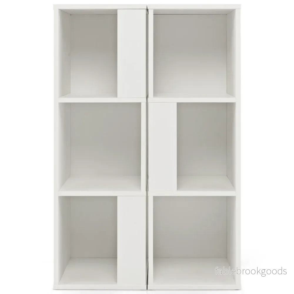 Set – med bokhyllor i trä anti lutningsanordning, nivåer, stående hylla, – 2 3 33 x 33 x 100,5 cm – Vit - Bild 3