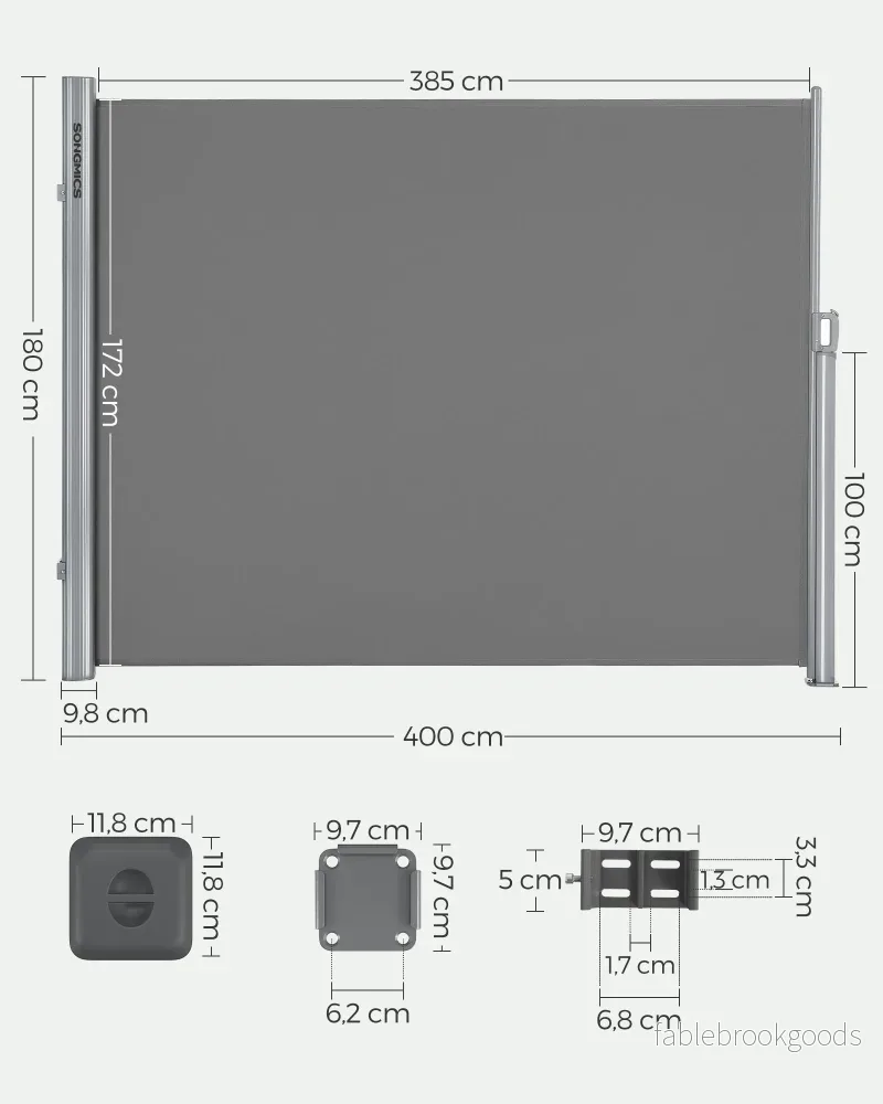 Zijluifel - 180 x 400 cm - Uitschuifbaar - Privacyscherm - Grijs - Bild 2
