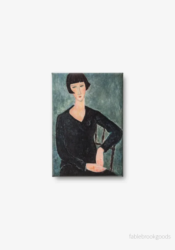 Magnet, Amedeo Modigliani, Sittande kvinna i blå klänning Magnet, Amedeo Modigliani, Sittande kvinna i blå klänning