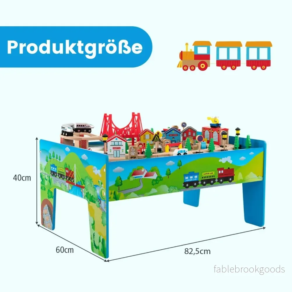 Järnvägsbord – i trä i delar med vändbar och avtagbar bordsskiva Flerfärgad – 80 82,5 x 60 x 40 cm – Färgglad - Bild 2