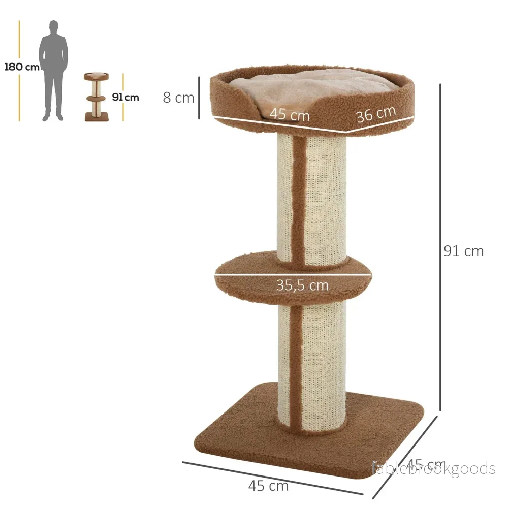 Kattskrapträd med avtagbara kuddar, sisal, 45x45x91cm - Bild 3
