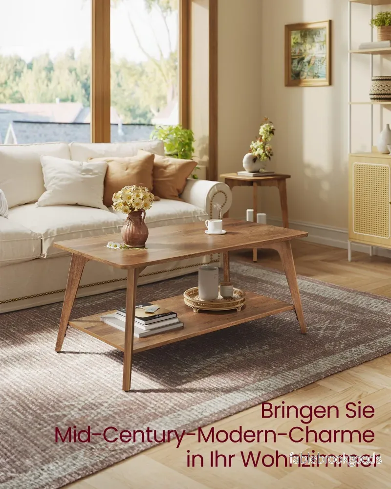 Salontafel - 100 x 55 x 45 cm - 2 planken - aardbruin - Bild 3