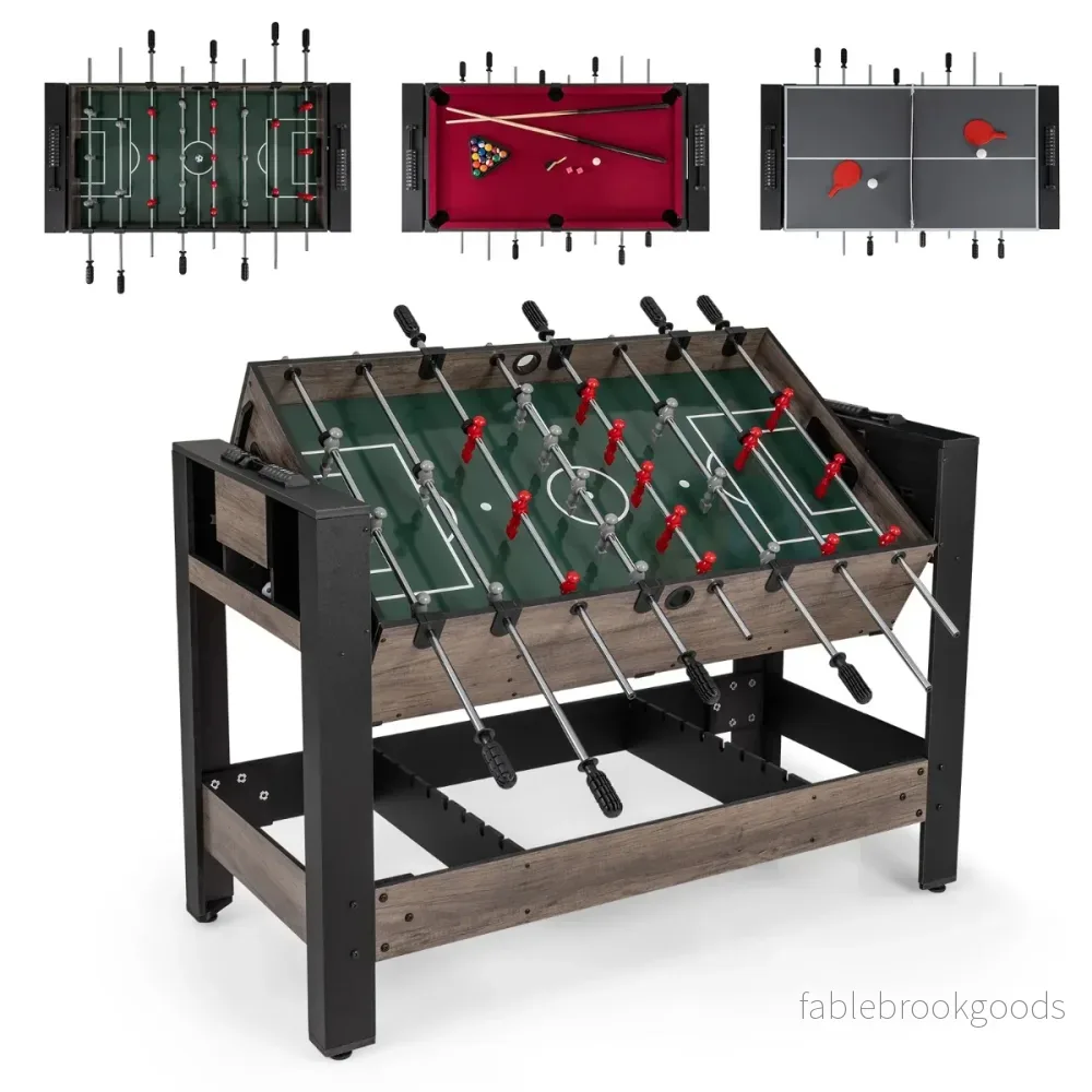 i – roterande spelbord tum med bordsfotboll biljard och bordtennis – 3 1 49 124 x 60,5 x 84 cm – Brun