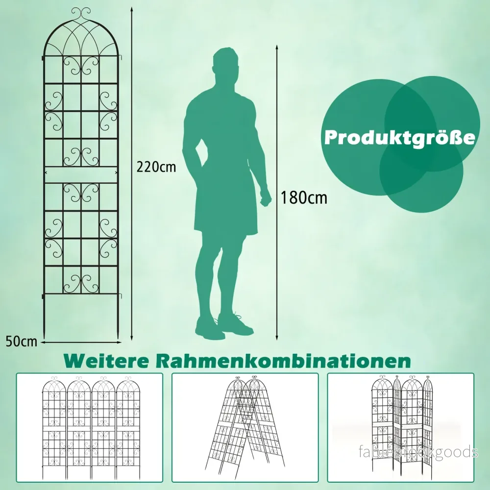 Rankgitter – Metall pack dekorativ trädgårdszaun fristående rankhjälp spaljé för nedsticking – 2 220 x 50 cm – Svart - Bild 2