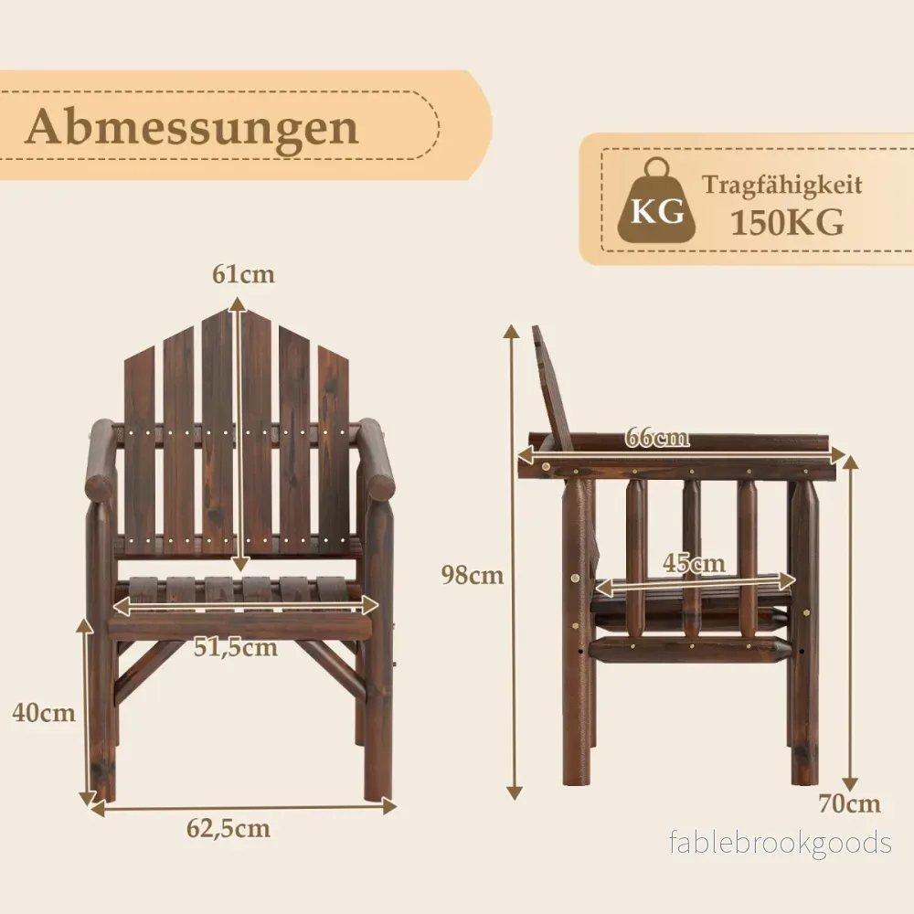 Utomhus – trä armstol, patio matstol med armstöd och lutad hög rygg – Brun - Bild 2
