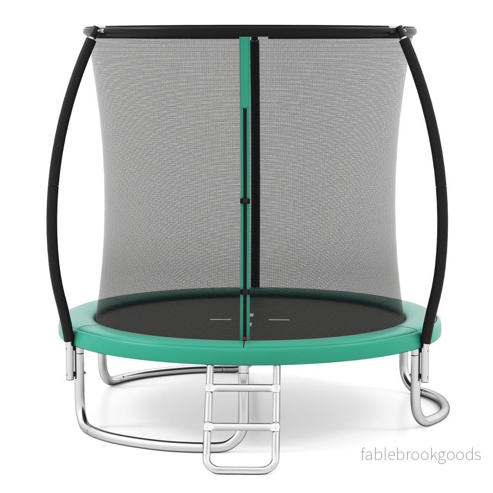 Trampolin – med stege och säkerhetsnät Rundt – Ø 244 cm – Grön