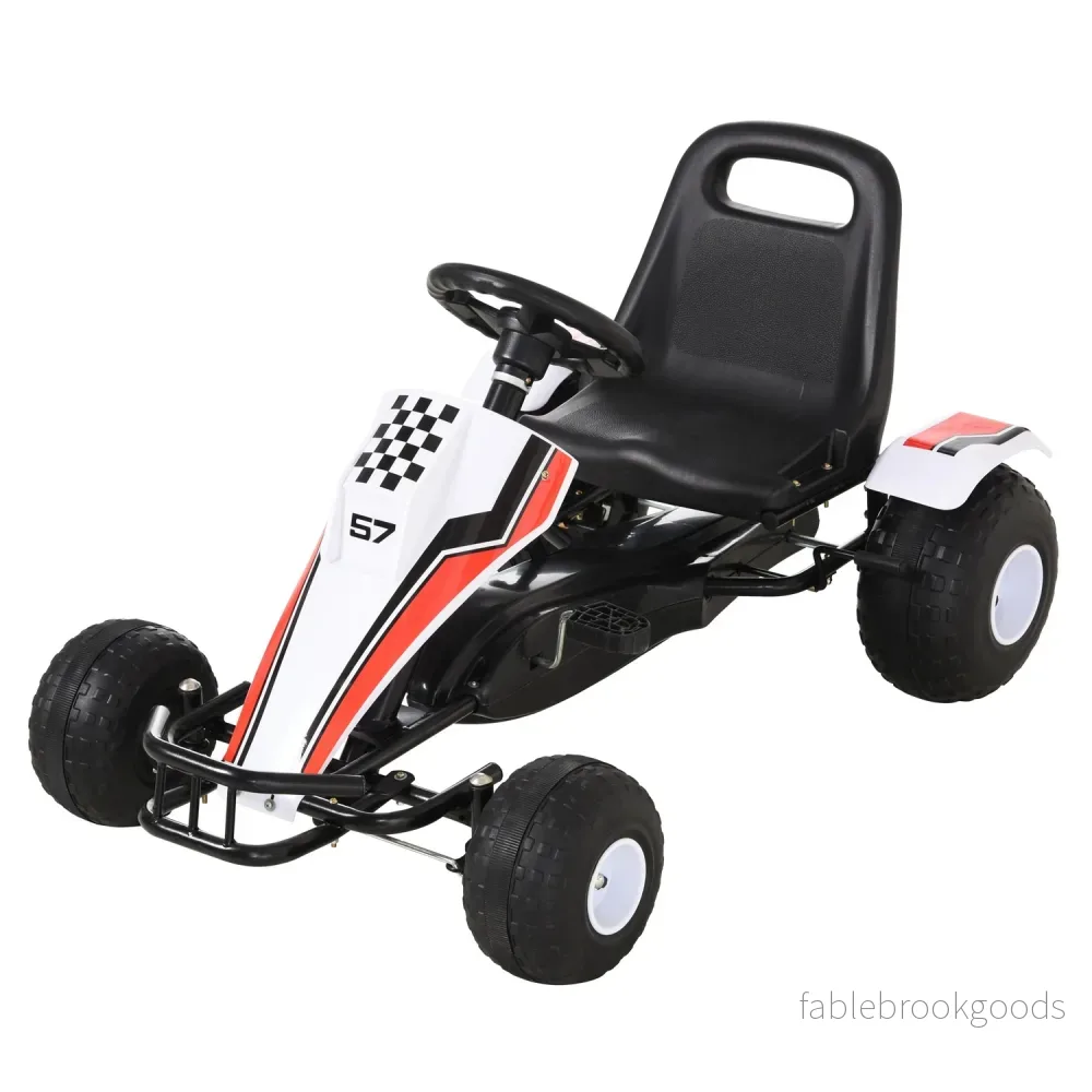 Pedal Go Kart för barn – Stålram, vit, 3-8 år