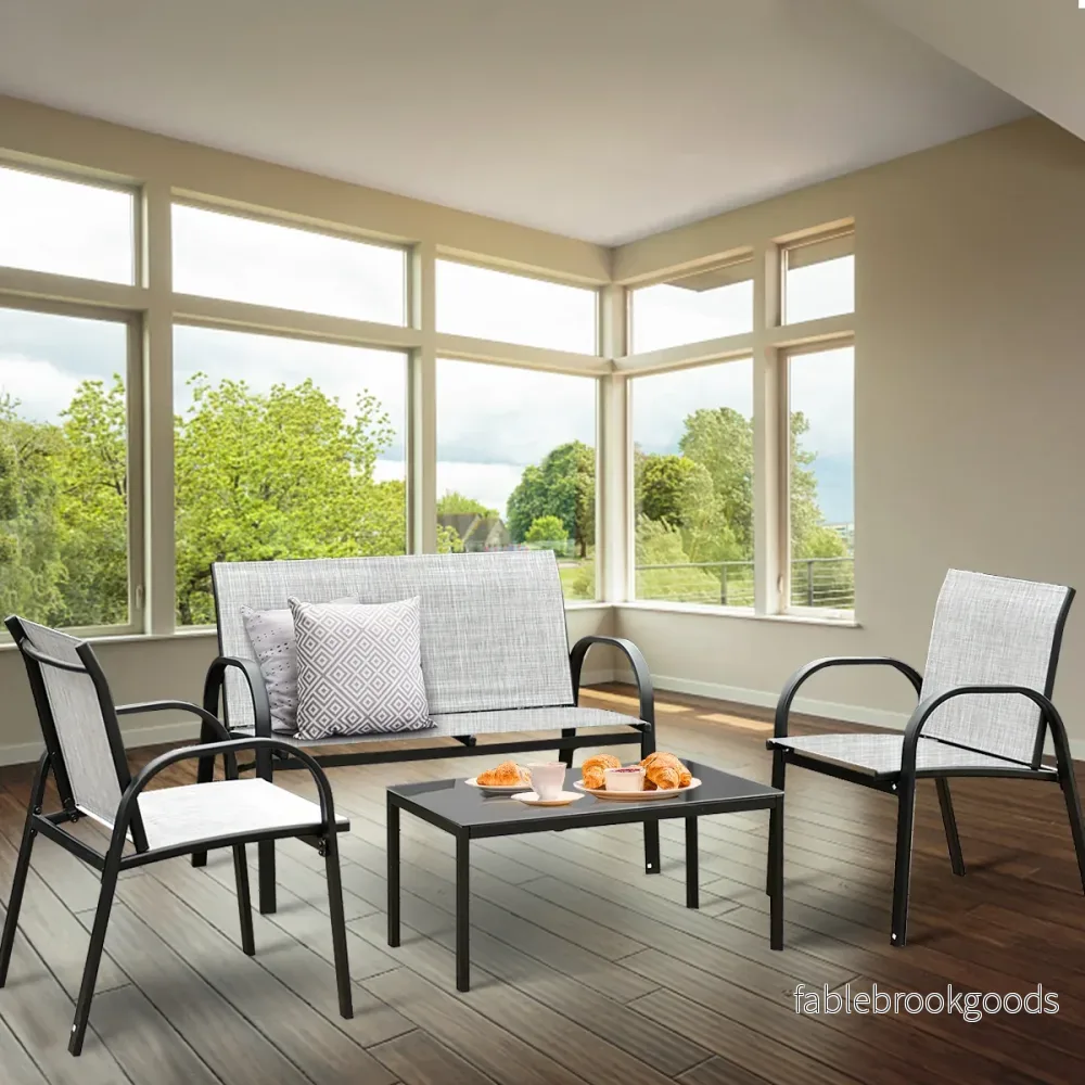 delat – utemöbler set balkong terrass trädgårdsmöbler – 4 – Grå - Bild 2