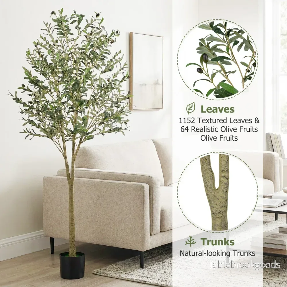 pack – konstgjorda olivträd höga med plastkruka – 2 180 cm – Grön - Bild 3