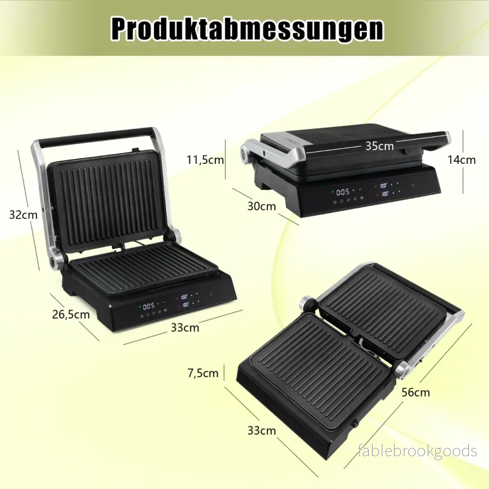 i – 1800W Panini pressgrill med non stick plattor elektrisk – 3 1 – Svart - Bild 2
