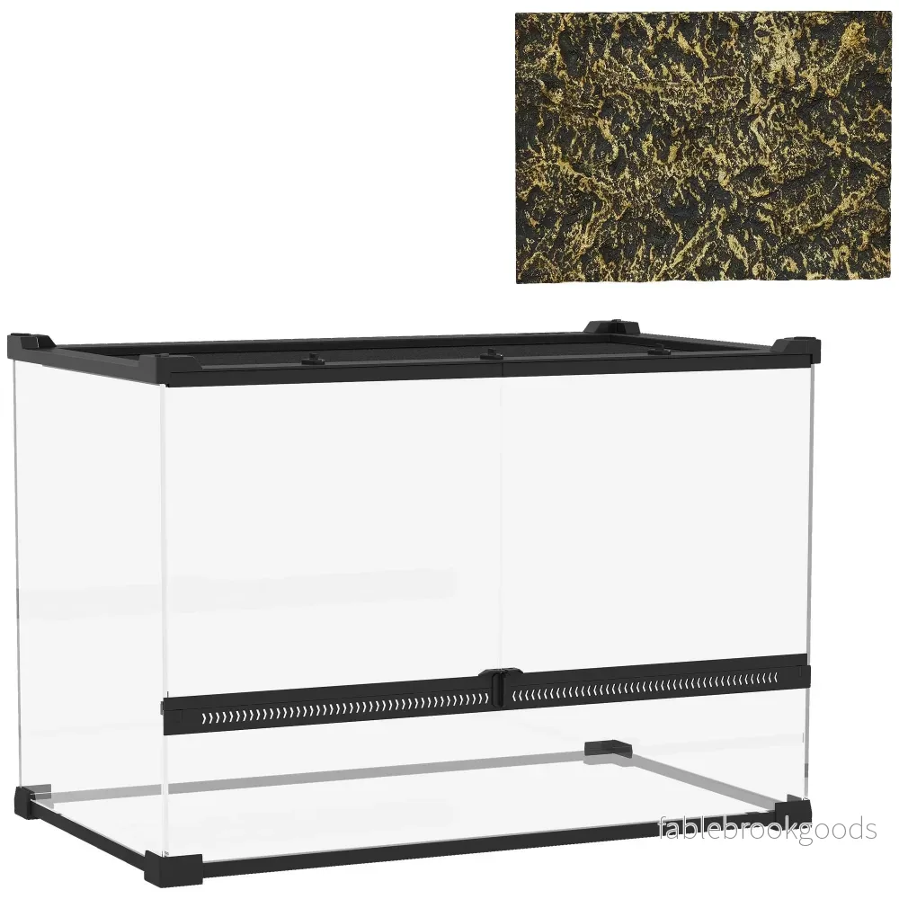 Reptilterrarium i glas 48 liter, ventilation framtill, 50x30x35 cm