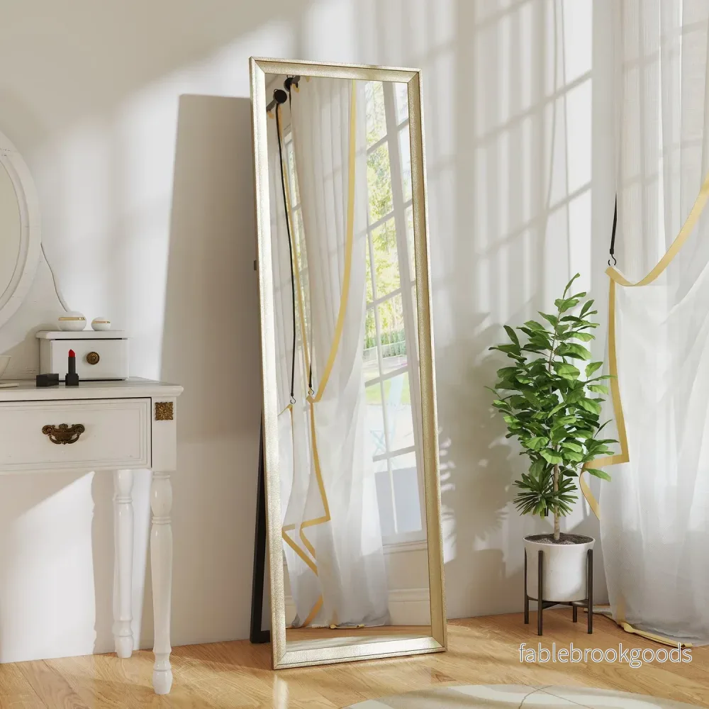Helkroppsspegel, flexibel placering, 160x50 cm, guld - Bild 2