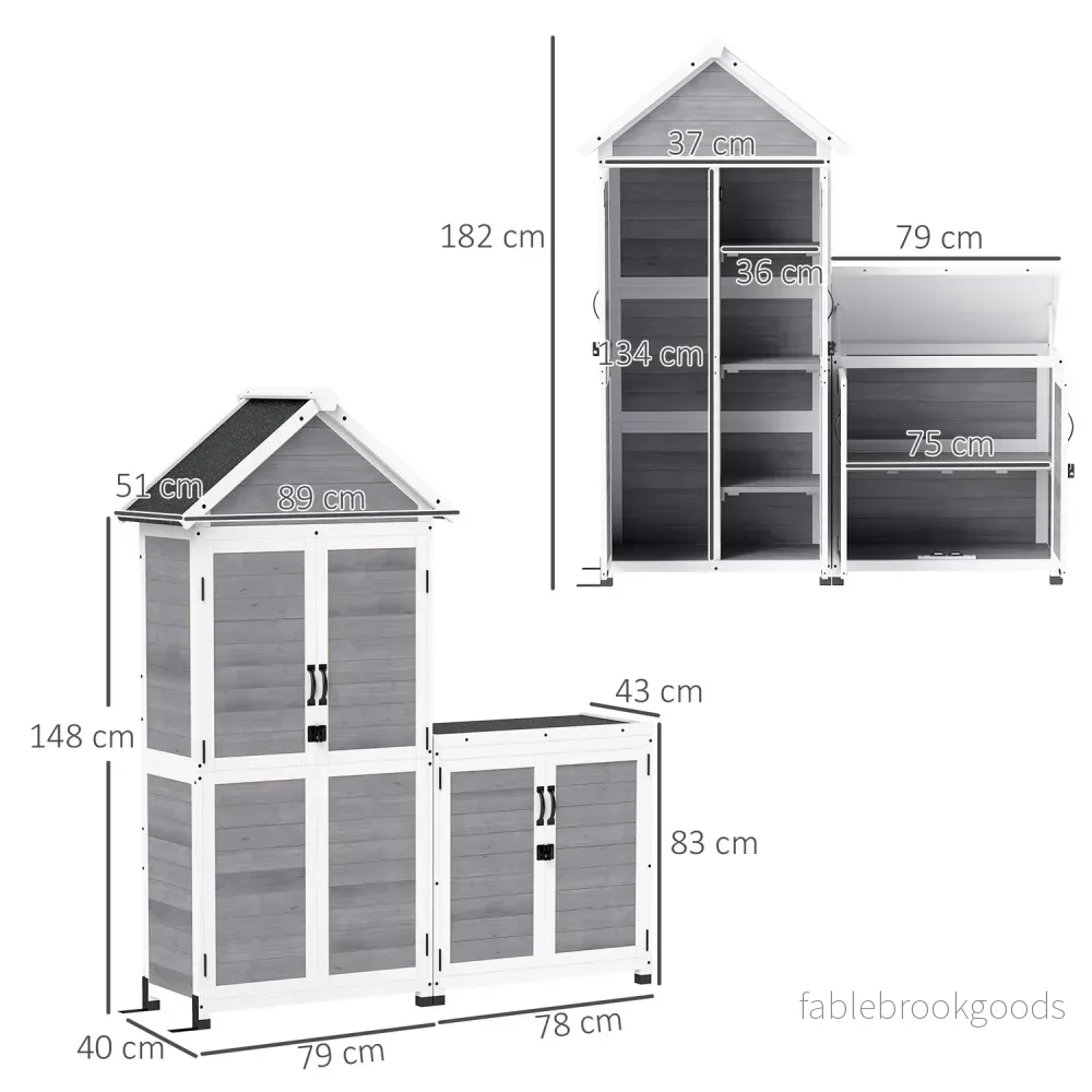 2-i-1 verktygsskjul i trä, låsbar, väderbeständig, 89x51x182cm - Bild 3