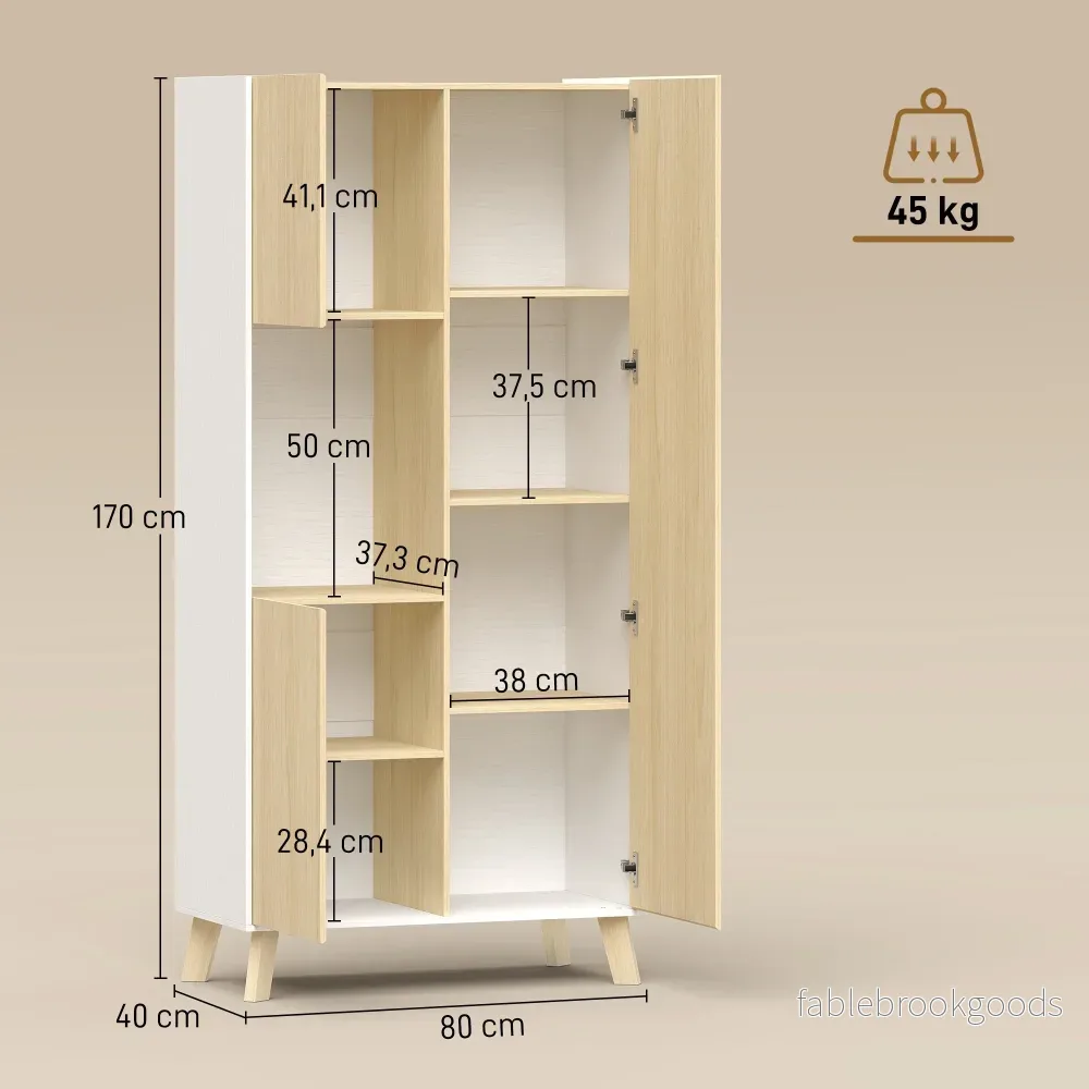 Köksskåp med justerbara hyllplan, 170 cm, naturträ - Bild 3