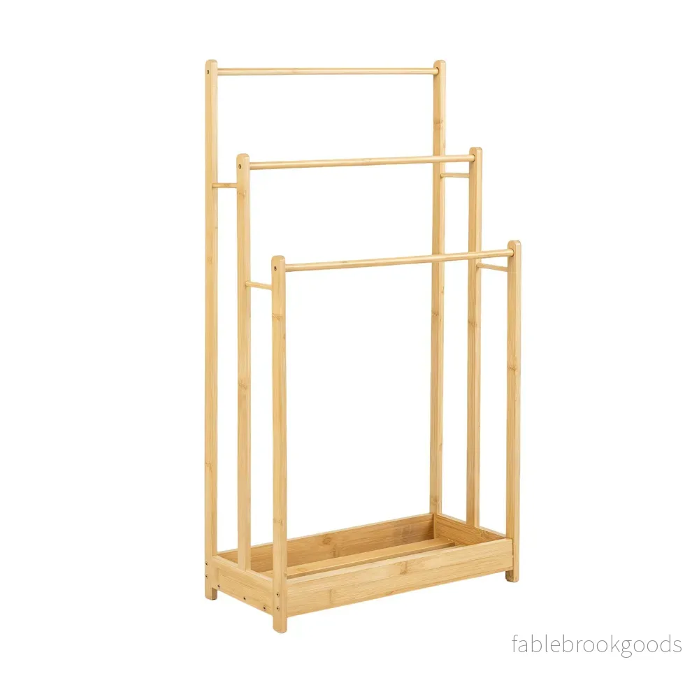 Handduksställ – i bambu, trappformad handduksstege – 45 x 22 x 86 cm