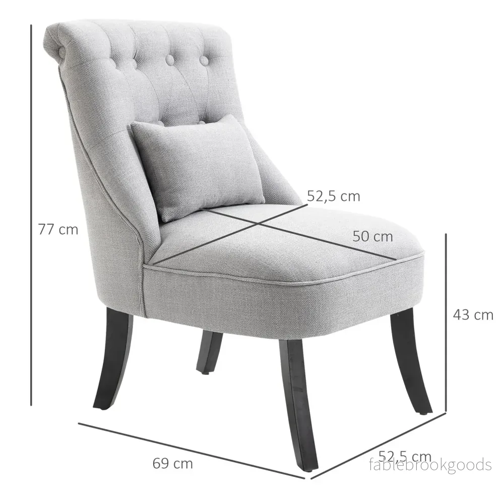Avslappningsstol med ryggkudde, linne grå, 52,5x69x77 cm - Bild 3
