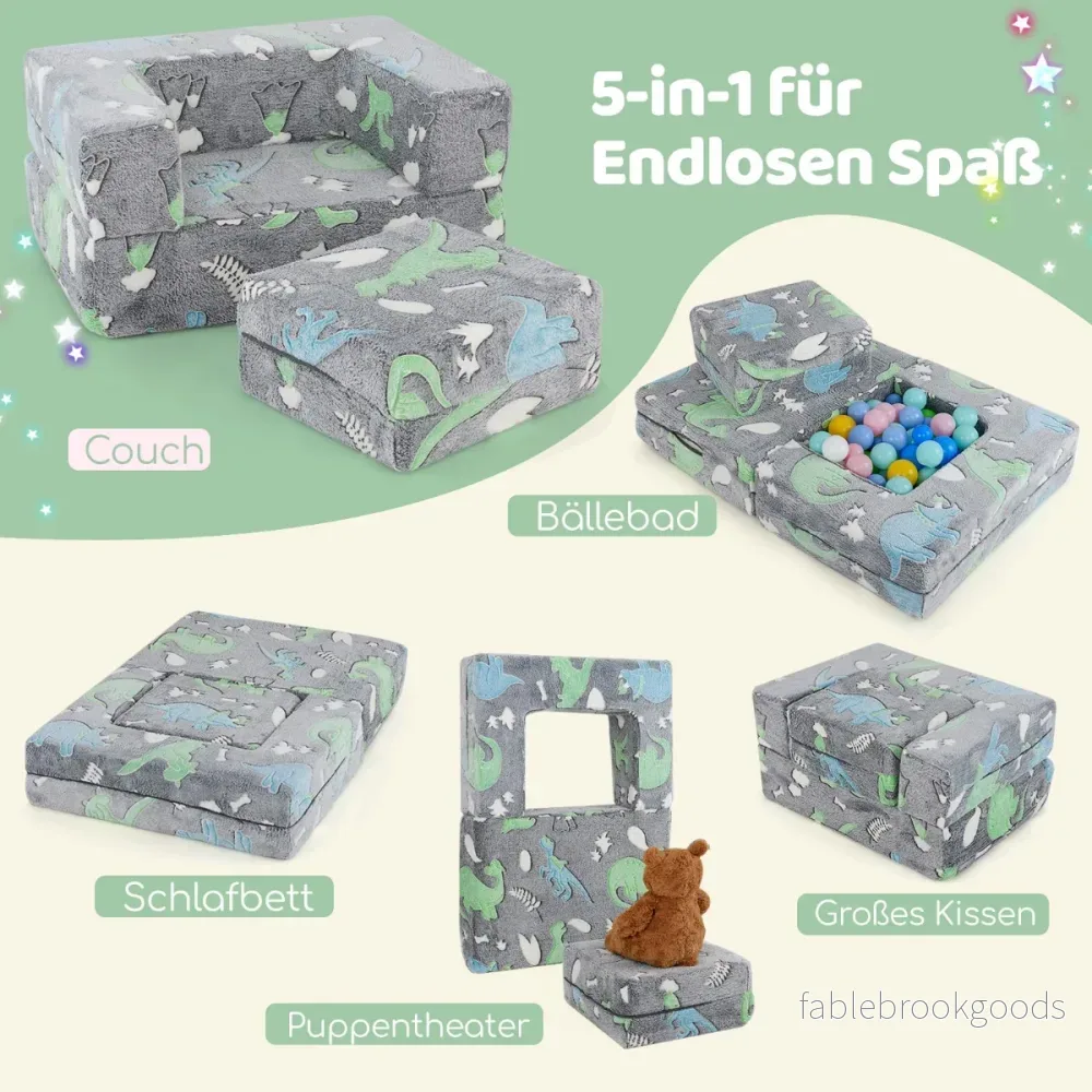 Modulär – barnsoffa glöd i mörkret leksoffa modulsoffa – 71 x 53 x 34,5 cm – Grå - Bild 2