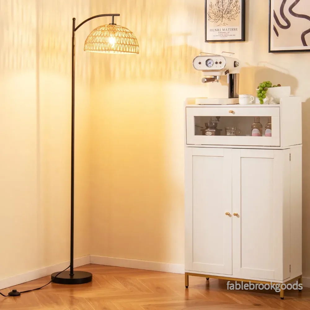 Golvlampa – med hängande lampskärm och fotströmbrytare E27 sockel – 160 cm – Svart - Bild 3