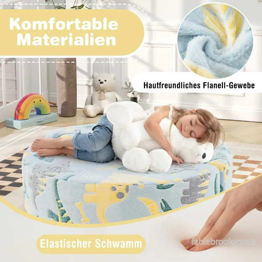 i – barnsoffa rund leksoffa Glow in the Dark klädd med avtagbart överdrag – 2 1 – Blå - Bild 3