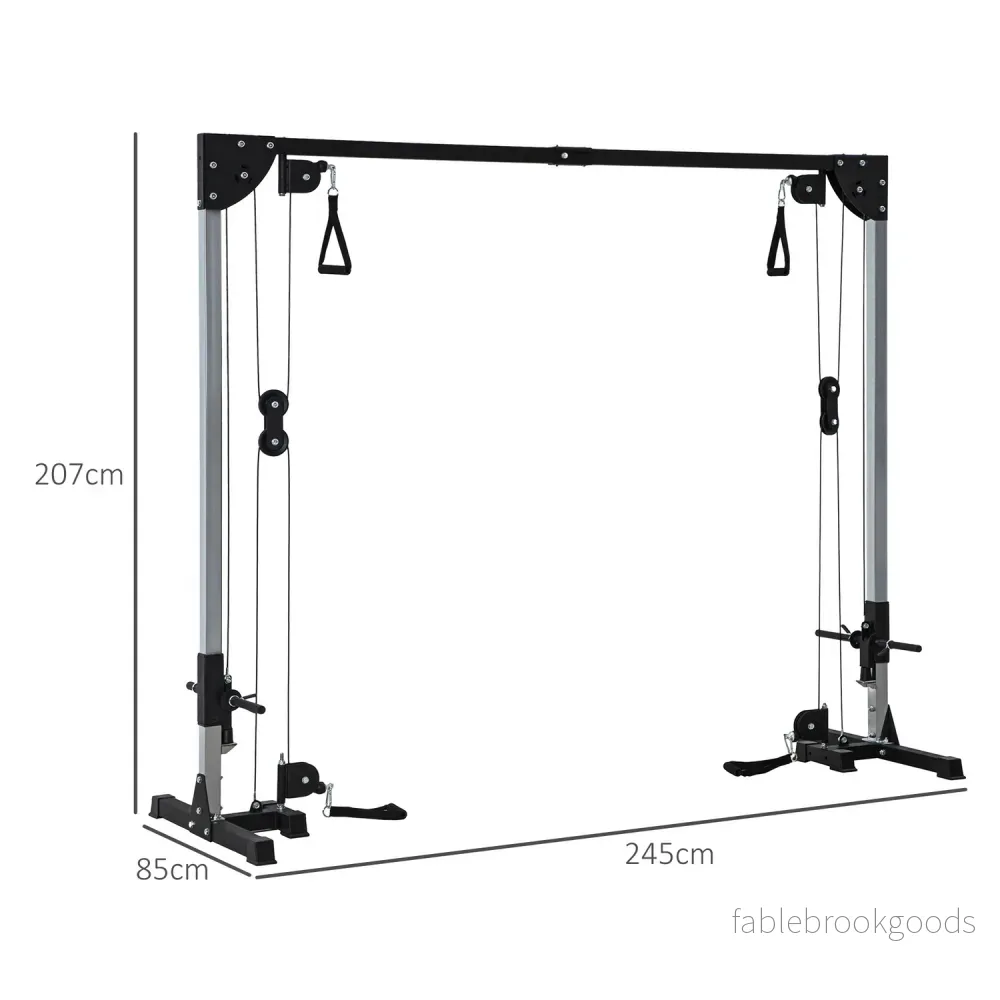 Kabeldragkraftverk för hemmet, insticksvikter upp till 50kg belastning per sida, kabeldragstation med handtag, fristående kabeltorn kabeldragtorn för övningar hemgym 245 x 207 cm | - Bild 3
