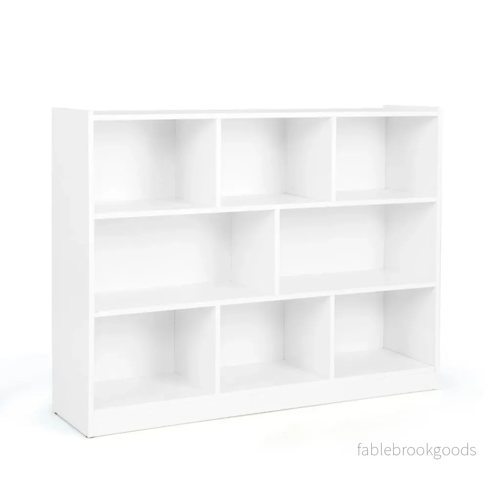 Bokhylla – med fack vånings stående för vardagsrum – 8 3 122 x 32 x 93 cm – Vit